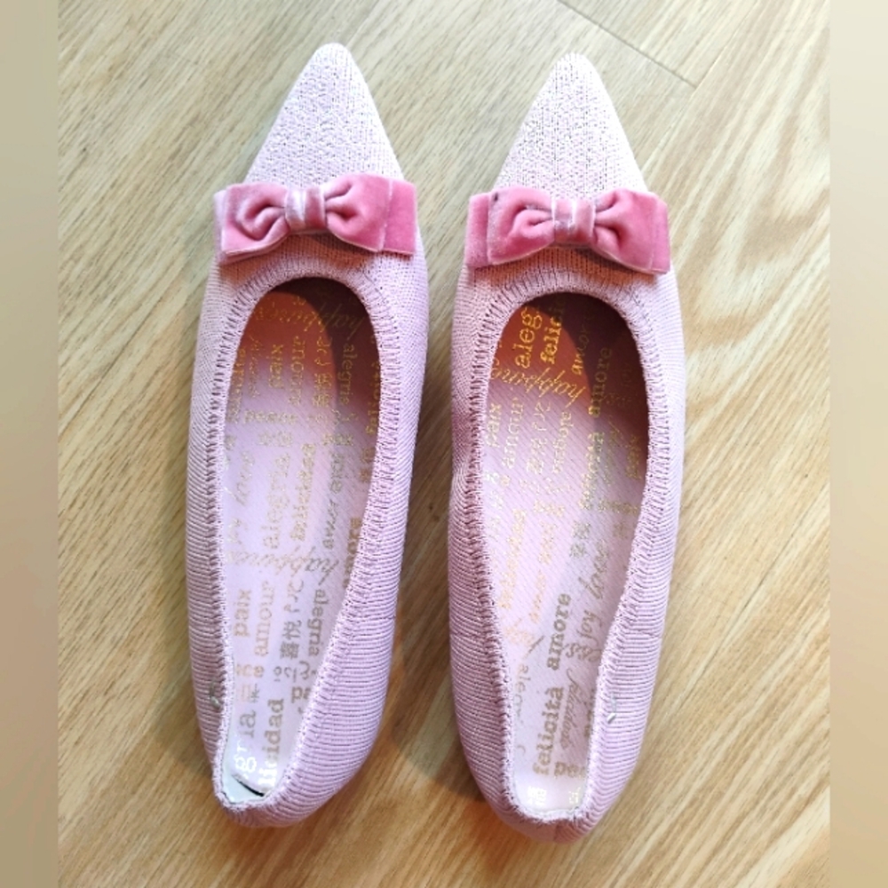 Vivaia Aria 2022 Holiday Pointed-Toe Bow Flats Size 8/38